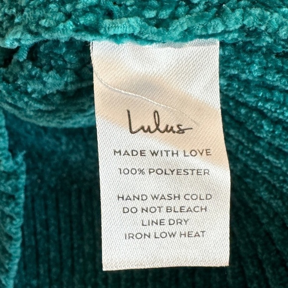 Lulus Seasonally Sweet Teal Green Chenille Mock Neck Sweater, Size XS - Picture 9 of 9
